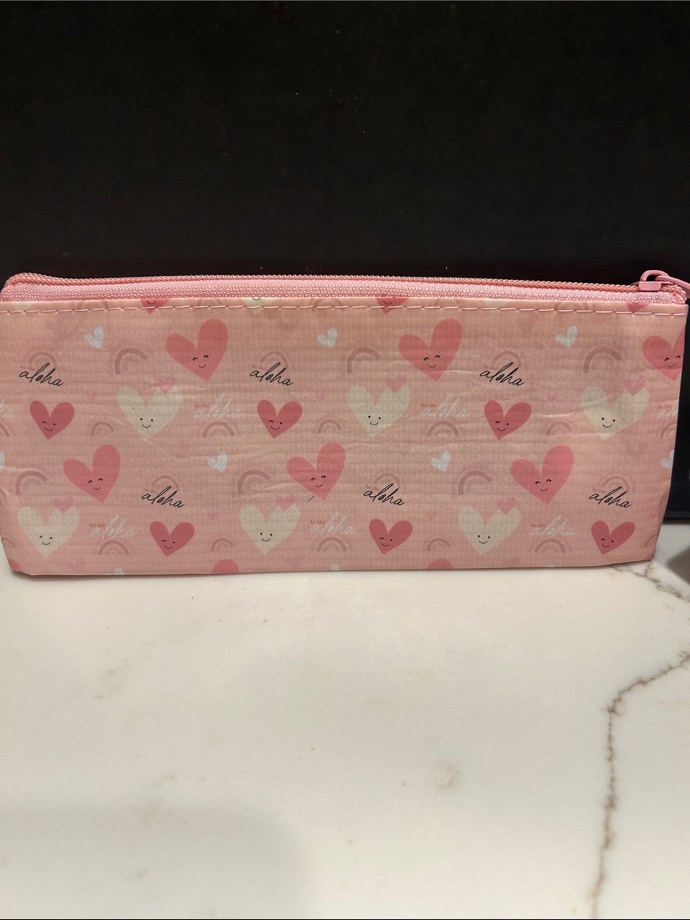 EDEN IN LOVE Pink Aloha Heart Print Women's Pencil Case Pouch